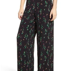 NWT! AFRM Carter Black Floral Wide Leg Crepe Pants